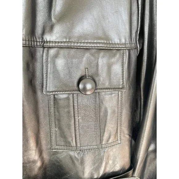 Vintage 1970s Lomeli Of California Leather Jacket Belted Size 42 Mens Black - Picture 10 of 16
